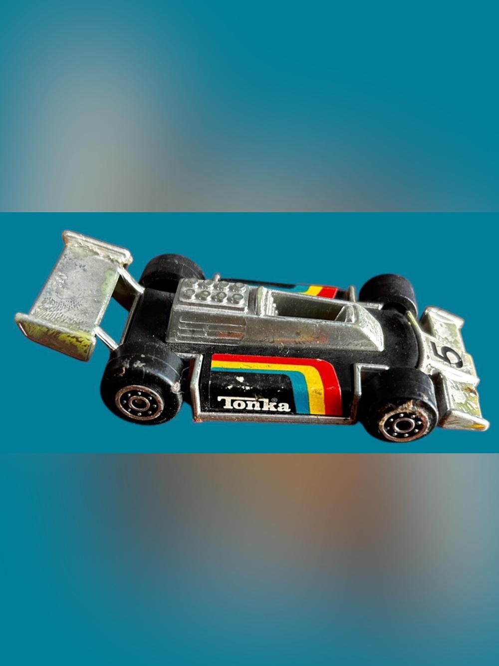 1979 Tonka Toys Rainbow Logo Indy Car Racecar #5 Chrome 4โ Long,